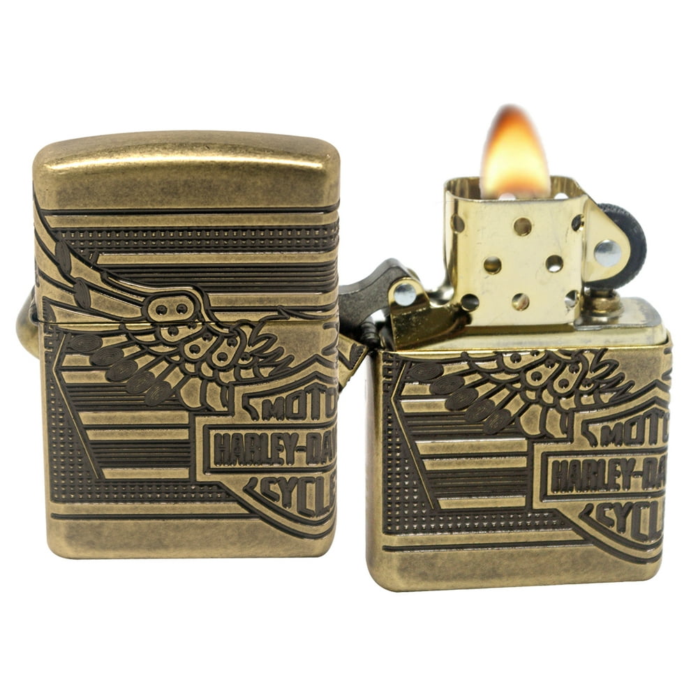 Zippo Lighter 29898 Harley Davidson 2019 Collectible Antique Brass Windproof New