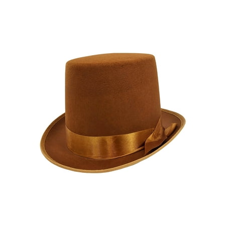 Mens Tall Steampunk Brown Bell Caroler Hop Topper Victorian Costume Top Hat