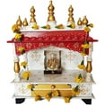 thumbnail image 4 of Mereappne Beautiful Wooden Temple Pooja Mandir for Office & Home for Size L- 15 X W- 8 X H-18 Inches Red & White, 4 of 4