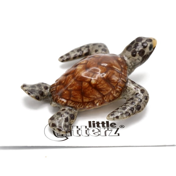 Little Critterz Hawksbill Sea Turtle “Lagoon” Miniature Porcelain Figurine, Hand-Painted Collectible Marine Reptile Statue, Ocean Home Décor Display Piece, Gift for Sea Life Lovers