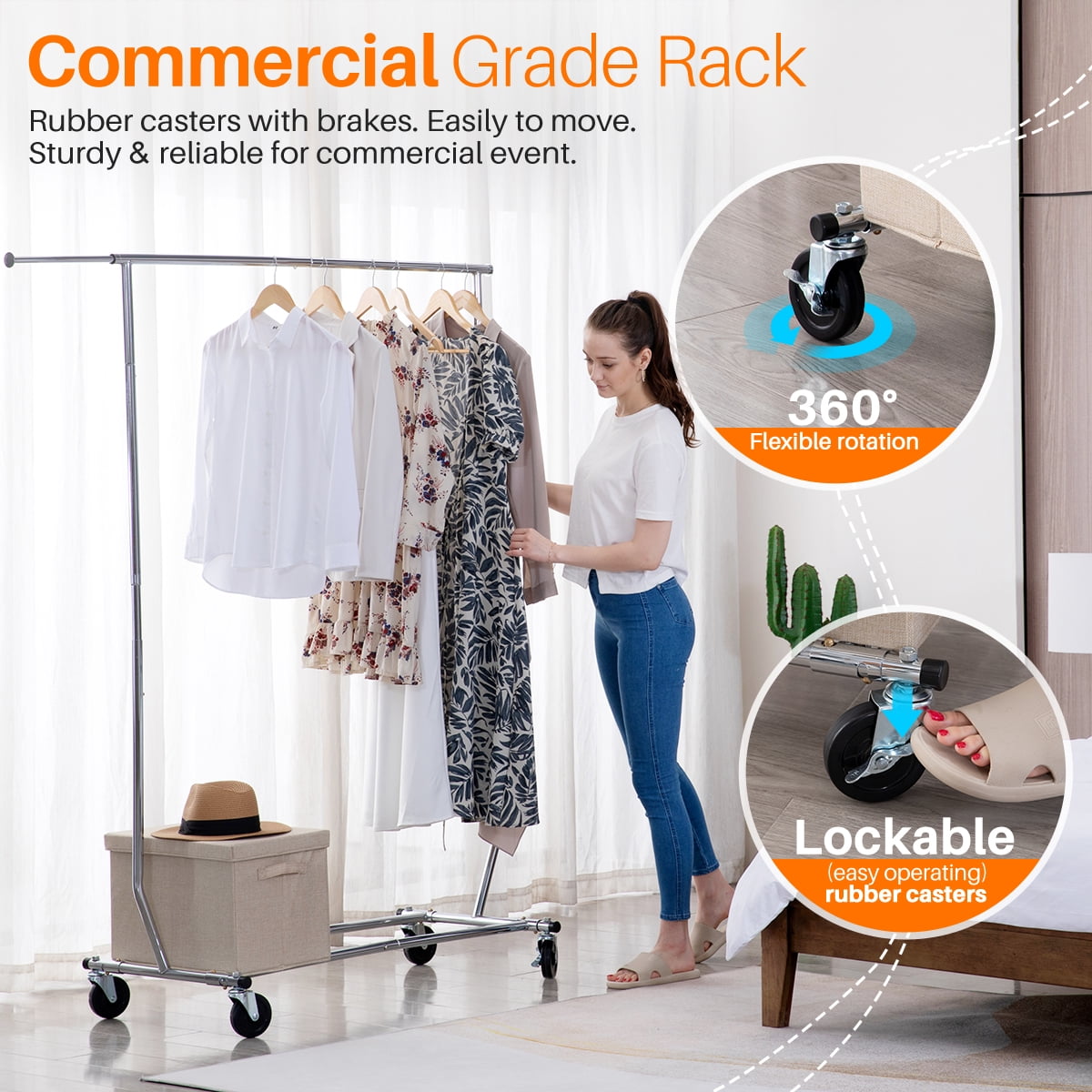 Heavy Duty Large Garment Rack Stainless Steel Clothes Drying Rack Commercial Gra 