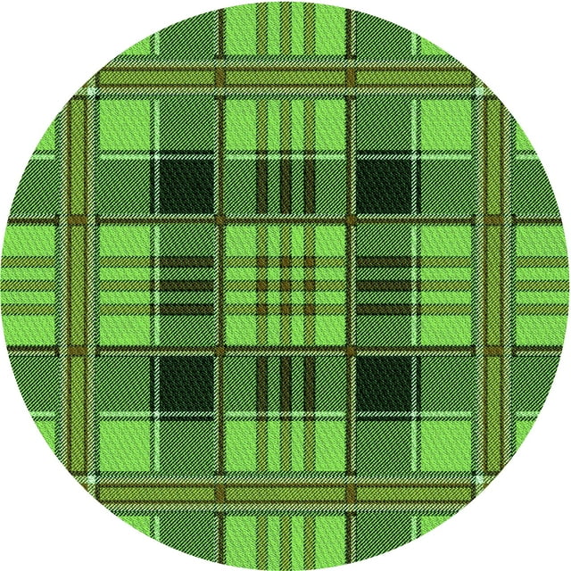 Ahgly Company Tapis d'Intérieur Rond Lavable en Machine Vert Émeraude Transitionnel, 8 Pieds Rond