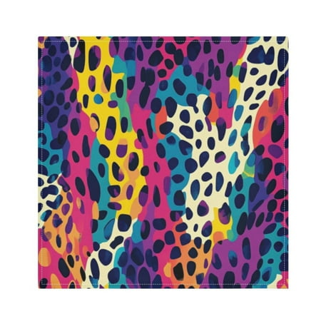 

Napkin Satin Napkin 20*20Inchx4 Kitchen Towel Dinner Plate Towel Decorative Towel Napkin Tea Towel Suitable For Kitchen Table Colorful Leopard Print Seamless