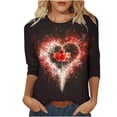 thumbnail image 2 of Brnmxoke Chemises à Manches 3/4 Drapeau du Canada pour Femmes, Mode Décontractée Manches Trois-Quarts Imprimé Feuille d'Érable Col Rond Pull Rouge,L, 2 of 5