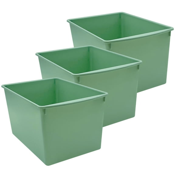 Teacher Created Resources Plastic Multi-Purpose Bin, Eucalyptus Green, Pack of 3