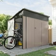 thumbnail image 2 of Aoxun 7.5'x5.5' Shed Outdoor Storage Shed with Triple Lockable Door Metal Storage Cabinet with Slopping Roof for Tools Bicycles Storage for Garden, Patio, Courtyard (Brown), 2 of 8