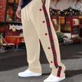 thumbnail image 2 of Zszcpp High Waisted Pants Men'S Basic Style Ribbed Quilted Plaid Border Straight Outdoor Leisure Trousers Casual Trouser, 2 of 9