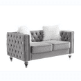 thumbnail image 4 of 2+3 Seat Sofa Set Velvet Crystal Buckle Uphostered Sofa with 4 Plush Pillows, Modern Living Room Couch with Removable Cushion and Crystal Feet, Gray, 4 of 7