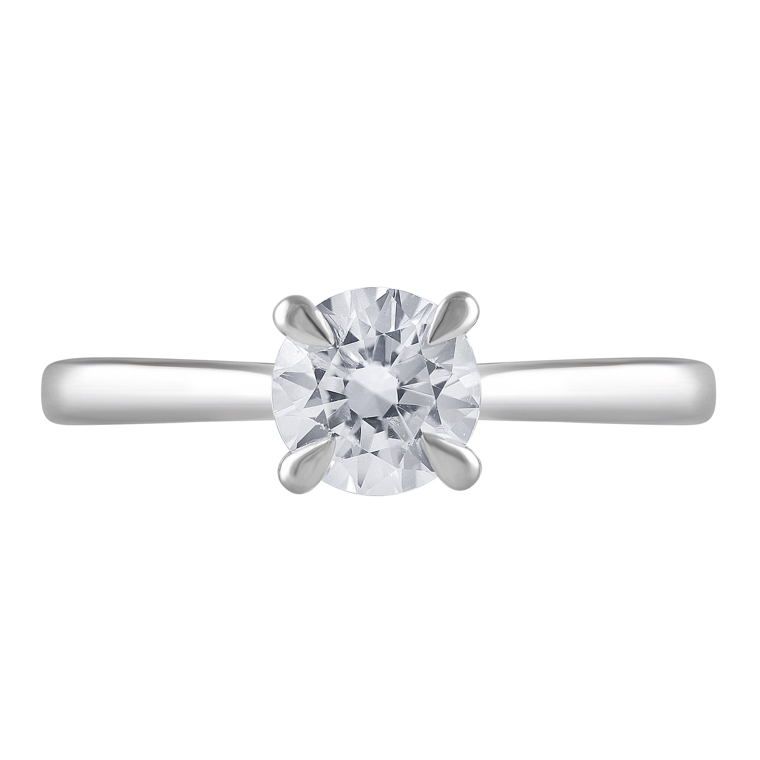 Unique Moments 3/4 Ct Round Lab Grown Diamond Solitaire Engagement Ring in 10K White Gold for Women (J, SI-I1)