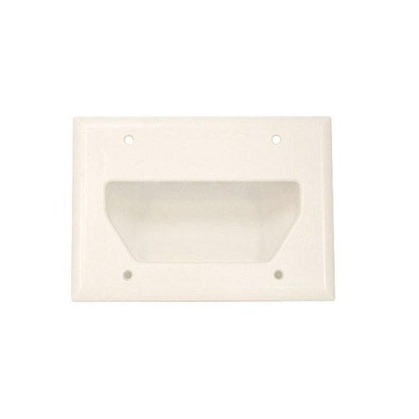 104004 Recessed Low Voltage Cable Wall Plate, 3Gang, White, Recessed