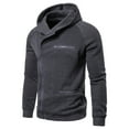 thumbnail image 3 of KeShDi Flannel Hoodie for Men's Top with Zipper and Shoulder Sleeves Hooded Men's Hoodie Solid Color Casual Hoodie Hooded Hoodie Dark Gray M, 3 of 7