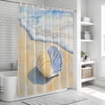 thumbnail image 5 of Coastal Shell Shower Curtain Set - Extra Long 72" x 96" Washable Bathtub Curtain with 12 Hooks, Blue Yellow Summer Beach Nautical Ocean Waterproof Fabric Stall Shower Curtains for Bathroom Décor, 5 of 6