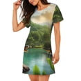 thumbnail image 2 of Rocae Lake Forest Dinosaur for Nightgowns for Women Sleep Shirts Short Sleeve Nightshirt Pullover Nightdress, 2 of 6