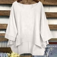 thumbnail image 2 of Ashirexll Tops for Women Trendy, Fashion Casual Loose Linen Round Neck Short Sleeve Embroidery T Shirts, 2 of 7