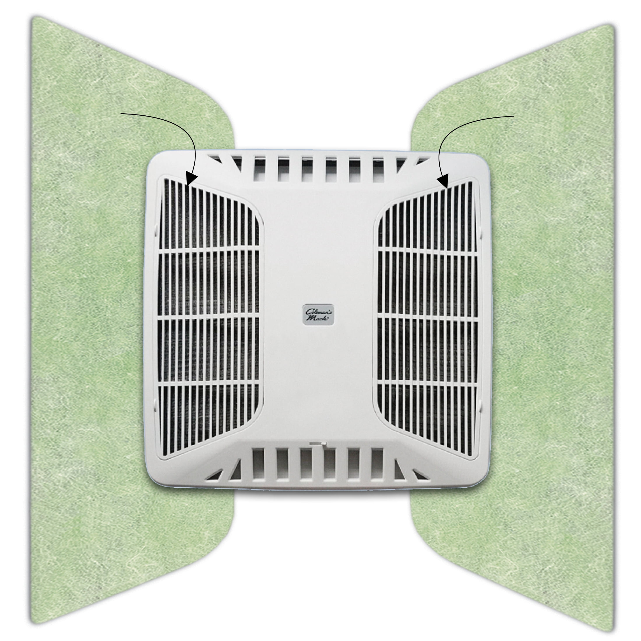 (4 pack) RV Air AC-125G Coleman Mach Max Air Conditioner Filter Replacement, Size 10.5" x 7", Polyester, Green, Merv 6 Rating