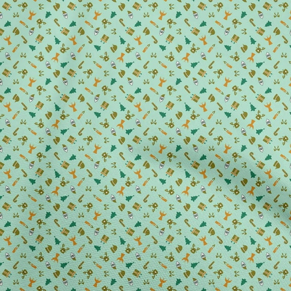 oneOone Polyester Spandex Light Mint Green Fabric Christmas Dress Material Fabric Print Fabric By The Yard 56 Inch Wide