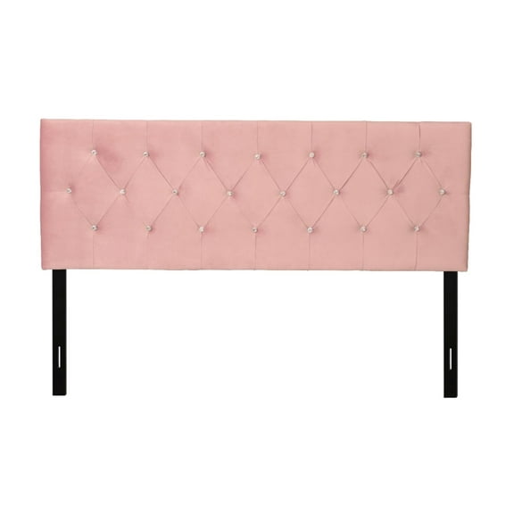 Home Design Concetta Queen Adjustable Tufted Headboard, Pink Velvet with Diamond Button Tufting, Modern Bedroom Furniture