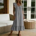 thumbnail image 6 of Horkkom Maxi Dresses for Women Linen Sleeveless Summer Dresses Flowy Everyday Wear Long Dresses,S-2XL, 6 of 6