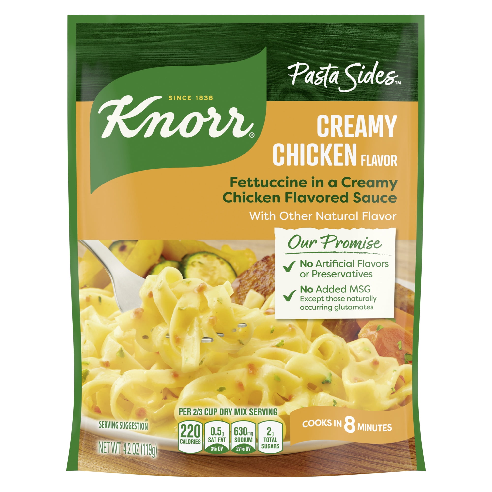 Knorr Pasta Sides Creamy Chicken, Cooks in 8 Minutes, No Artificial Flavors, No Preservatives, No Added MSG 4.2 oz