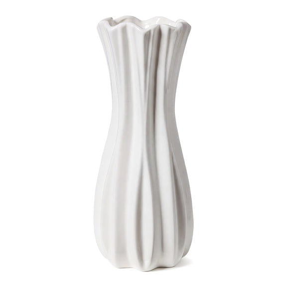 Unique Bargains Modern White Ceramic Vase Bright White 3.5"L x 3.5"W x 7.9"H