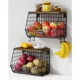 thumbnail image 1 of Canasta colgante de pared para frutas Goozii, paquete de 2, con tapa de madera, 1 of 7