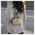 thumbnail image 5 of REMANLAND Women's Metallic Woven Texture Vanity Case Handbag with Top Handle and Chain Strap, Gold, 5 of 11