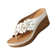 thumbnail image 2 of Domuza Sandales de Plage de Plage d'Été pour Femmes à Petit Talon Compensé, Sandales à entre-Doigts, Claquettes Habillées pour Dames, Pantoufle à Plateforme, Chaussures d'Extérieur à Fleurs, Blanc 9 (EU-42), 2 of 4