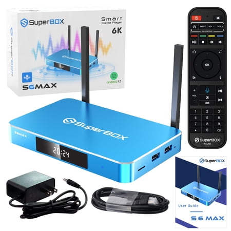 Superbox S6max 2025 Fully Loaded, Super Box S6 Max with Voice Remote, Android 12, Wifi 6, 6K HDMI, Android 12.0, BT 5.2