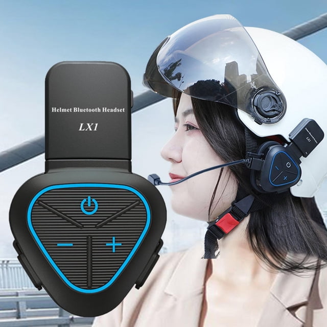 Tapas de motocicleta Bt auriculares intercomunicador de comunicación Control de volumen auriculares para aire libre Azul
