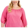 thumbnail image 2 of Tommy Hilfiger Womens Featured Peasant Blouse, Pink, 1X, 2 of 3