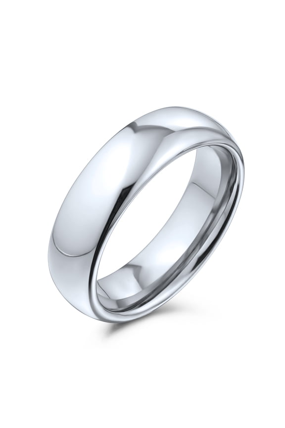 Mens Plain Dome 6MM Wedding Band Ring Black Silver Rose Gold Titanium Comfort Fit