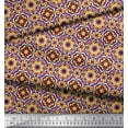 thumbnail image 2 of Soimoi Yellow Heavy Satin Fabric Seamless Moroccan Damask Print Fabric by the Yard 54 Inch Wide, 2 of 3