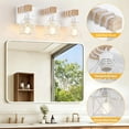 thumbnail image 2 of Farmhouse Vanity Light for Bathroom, 3-Light White Wood Bathroom Vanity Light Fixtures Over Mirror, Rustic Sconces Wall Lighting with Metal Lampshade for Living Room, Bedroom, Hallway, 2 of 7