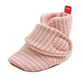 thumbnail image 3 of Juebong Infant Baby Cozy Booties Newborn Boy Girl Stay On Slipper Fall Winter Gripper Non-Slip Crib Shoes Watermelon Red,11, 3 of 8