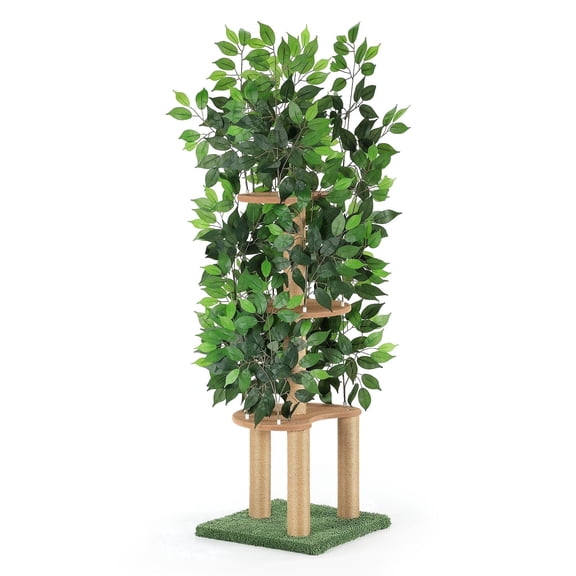 Pet Cat Tree with Leaves Cat House & Cat Activity Tree Multi-storey Cat Apartment for indoor cats
