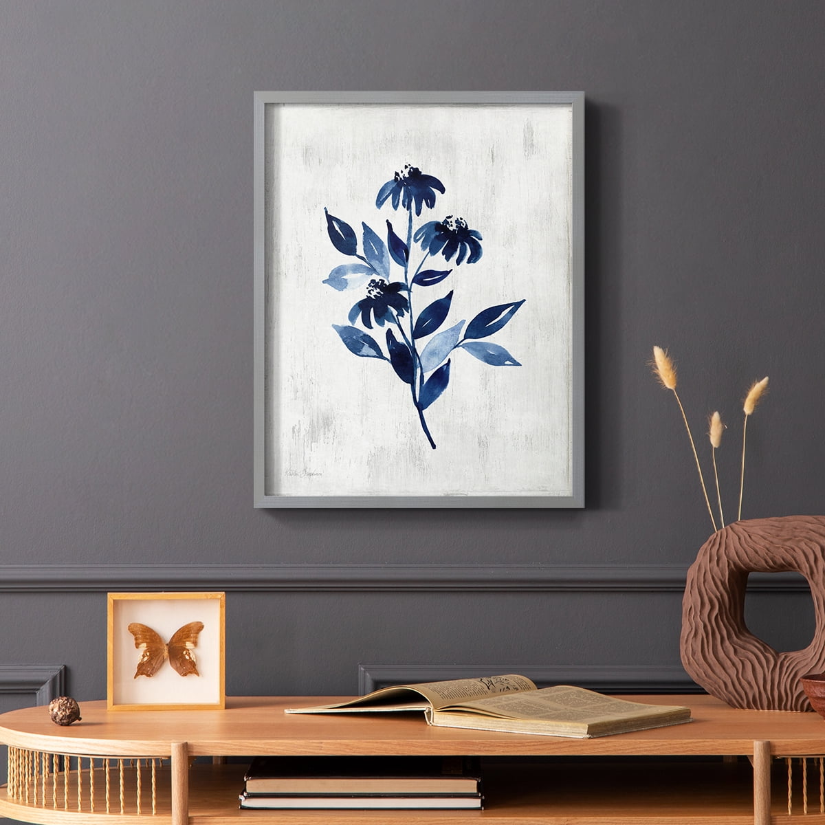 Wild Indigo I Framed Print in Gray Solid Wood 16 x 20 Framed Print