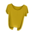 thumbnail image 2 of Fiudx Ofertas y Liquidaciones Camiseta Holgada de Manga Corta de Color Sólido con Cuello Redondo para Mujer Top/Camisa de Cuello Redondo de Manga Corta, 2 of 5