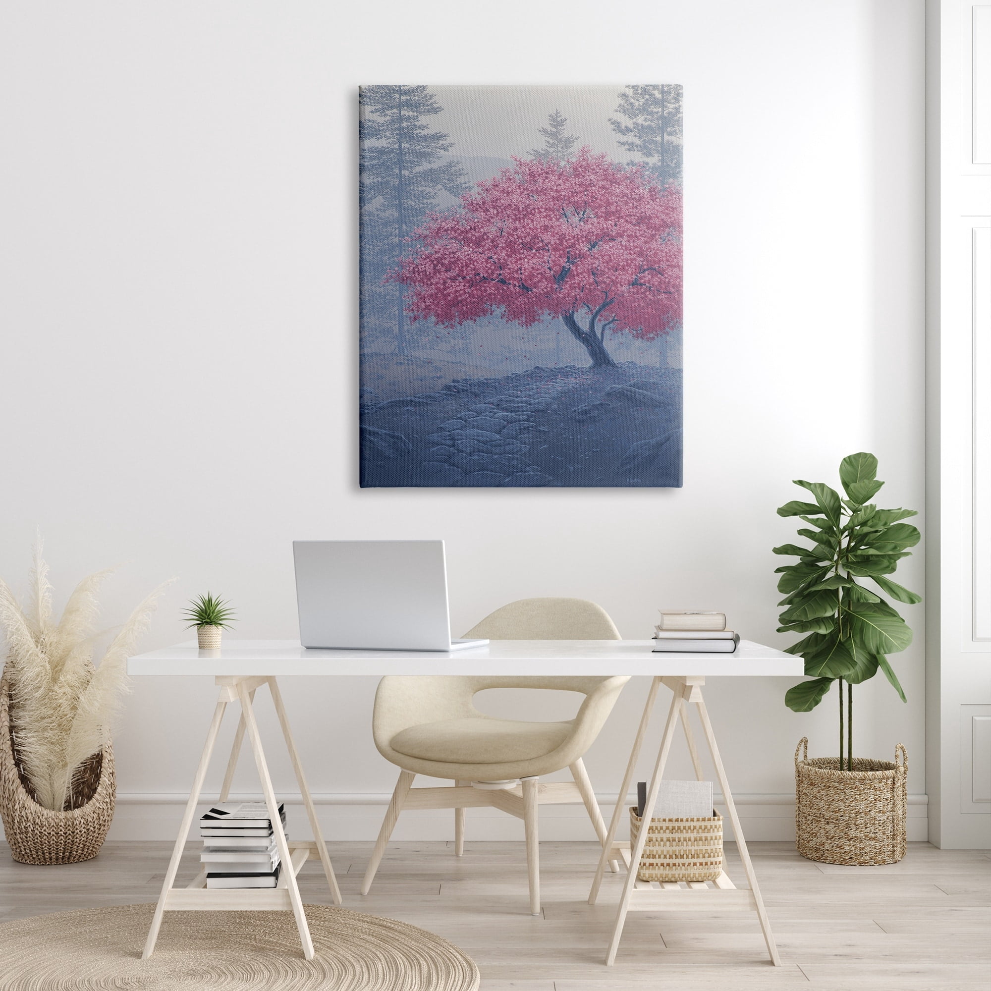 Stupell Spring Cherry Blossom Foggy Path Landscape Photography Gallery Wrapped Canvas Print Wall Art