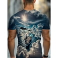 thumbnail image 2 of Men's 3D T-shirt, with an aircraft carrier, very suitable for external exploration. Made of soft fabrics, sea-colored, clever and solid, very suitable for meals or at home., 2 of 6
