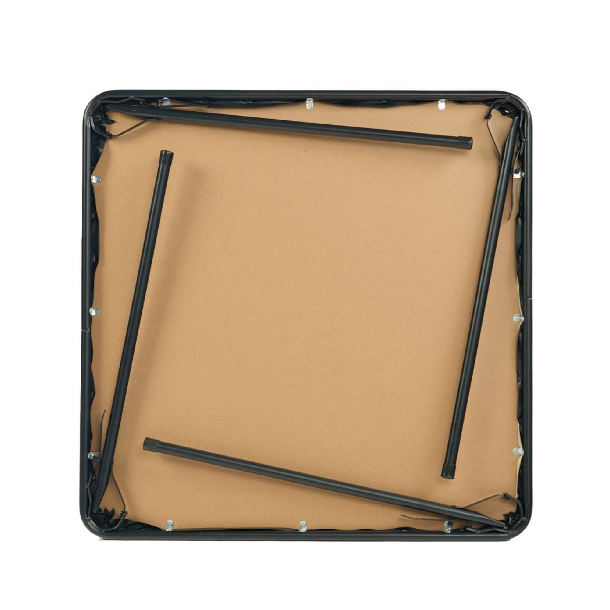 BSHTI 34" Square Folding Table – No Assembly Portable Card Table, PVC Top with Metal Frame, Indoor Outdoor Use for Dining Room, Living Room, Office & Camping, Black