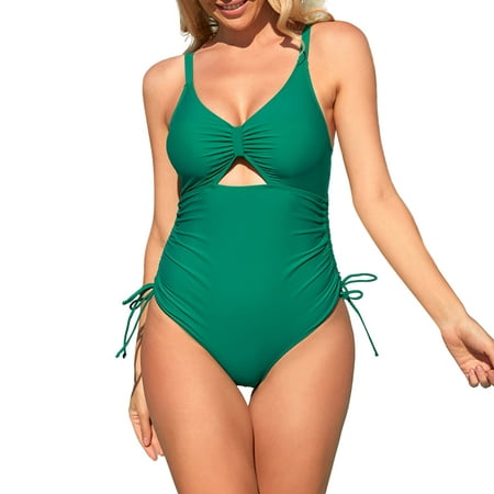 

B91xZ Plus Size Swimsuit for Women Women Open Crotch Shapewear Underwear High Waist Seamless Bodysuit Sexy Push Up Bikini Set Green Swimsuit Green S