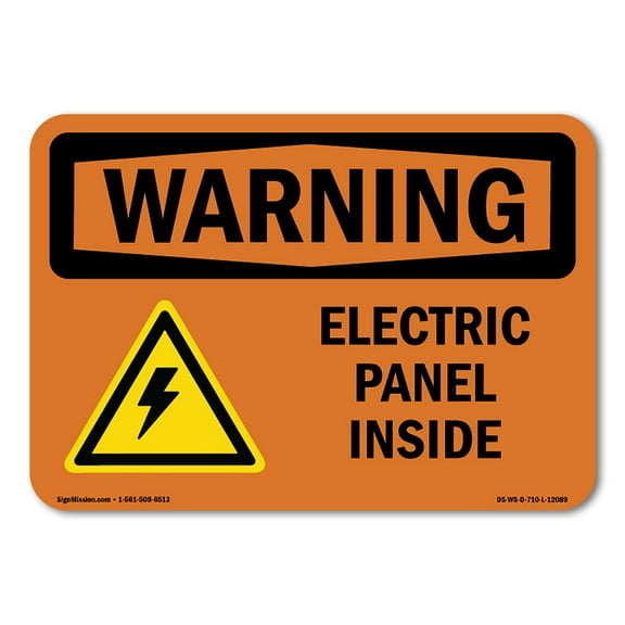 OSHA WARNING Sign - Electric Panel Inside With Symbol | Plastic Sign | Protect Your Business, Construction Site, Warehouse & Shop Area | Made in the USA