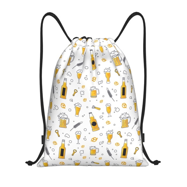 Fotbe Beer Bolsa Mochila con Cordón Estampada, Bolsa de Gimnasio Deportiva, Bolsa Cinch, Bolsa con Cordón para Hombres y Mujeres-Medium