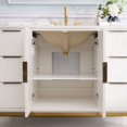 thumbnail image 3 of ANGELES HOME 48" Bathroom Vanity with Sink, Freestanding Solid Wood Bathroom Makeup Cabinet W/ 2 Soft-Close Doors and 6 Drawers, White Quartz Countertop, White, 3 of 11