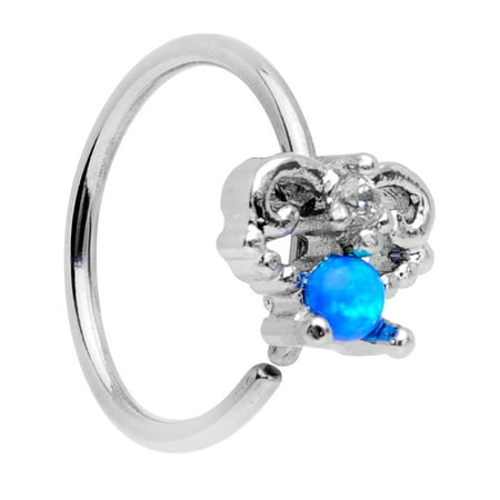 - Body Candy Womens 20G Blue Synthetic Opal Inlay Nose Ring 8mm Nose Hoop Ring Seamless Circular Ring 5/16