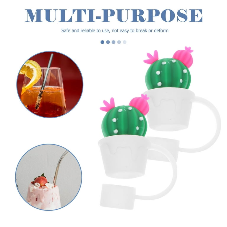 Straw Topper Cover Cactus Silicone Cap for Reusable Plastic Straws