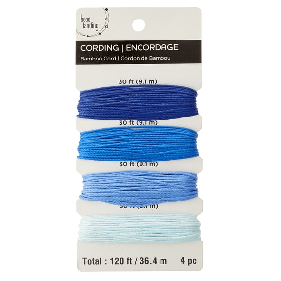 6 Packs: 4 ct. (24 total) 1mm Blues Bamboo Cording by Bead Landing