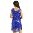 thumbnail image 3 of HULIJA Women's Glitter Sequin Tassels Sleeveless Ballroom Latin Tango Samba Salsa Dance Dress Royal Blue M, 3 of 6