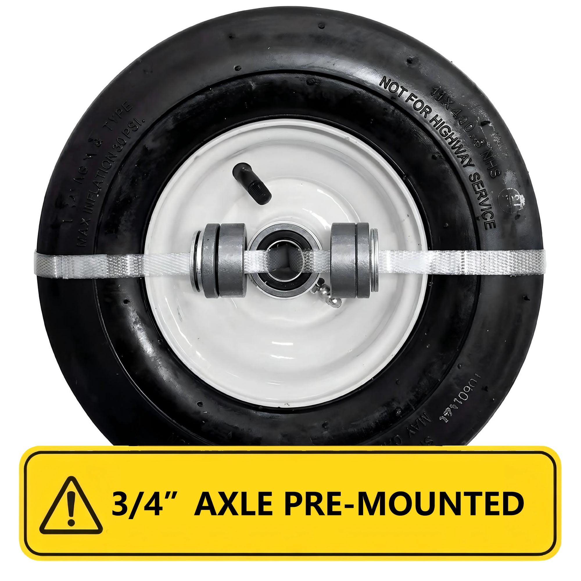 Hi-Run Smooth 11X4.00-5 2PR Light Duty ZTR Tire & Wheel Assembly with 3/4" & 5/8" Bushing