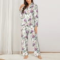 thumbnail image 2 of Kdxio Orchids Flowers Women's Pajama Sets Long Sleeve Button Down Sleepwear Nightwear Soft Pjs Lounge Sets-Small, 2 of 7